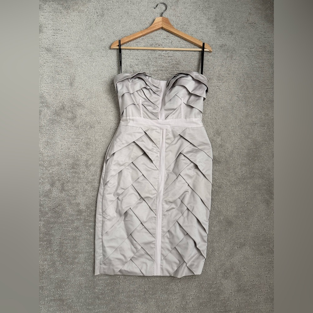 Warehouse Strapless Grey Fitted Dress